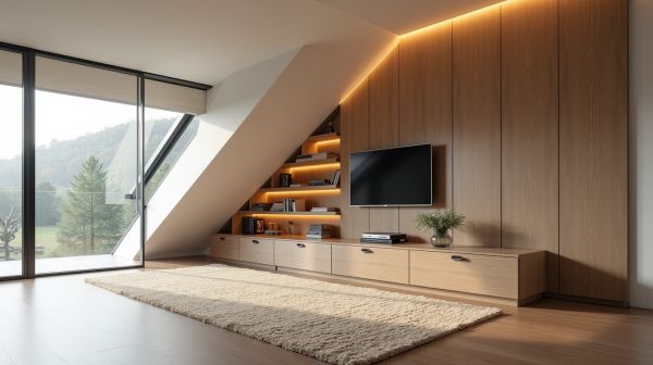 Aménager vos espaces percutants avec des meubles sur mesure intégrés sous pente